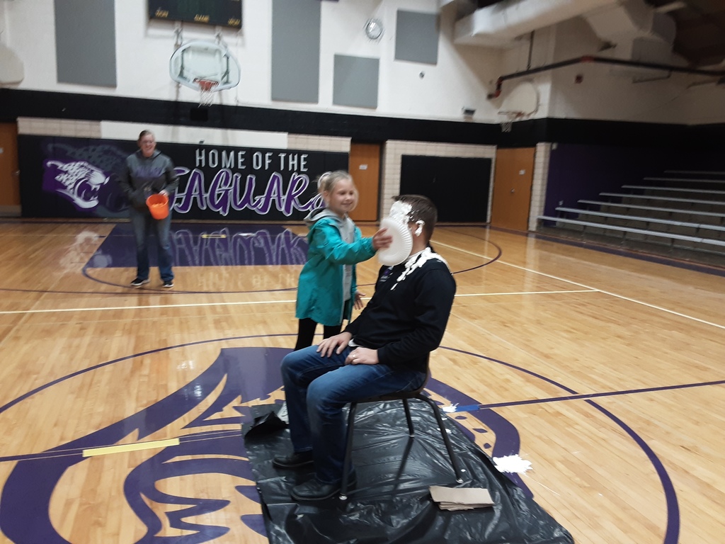 Our winner won the game,getting to pie Mr. Storbeck in the face.