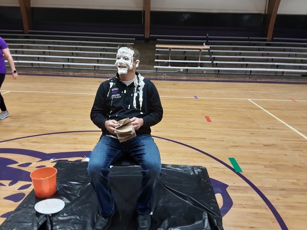 The aftermath of Mr. Storbeck getting a pie in the face.