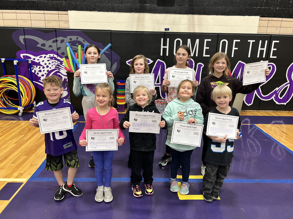 Jaguar Proud Certificate Recipients from the month of November!