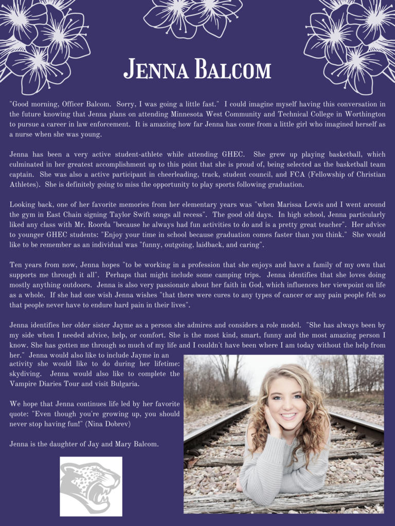 Jenna Balcom Senior Spotlight ~ Class of 2022