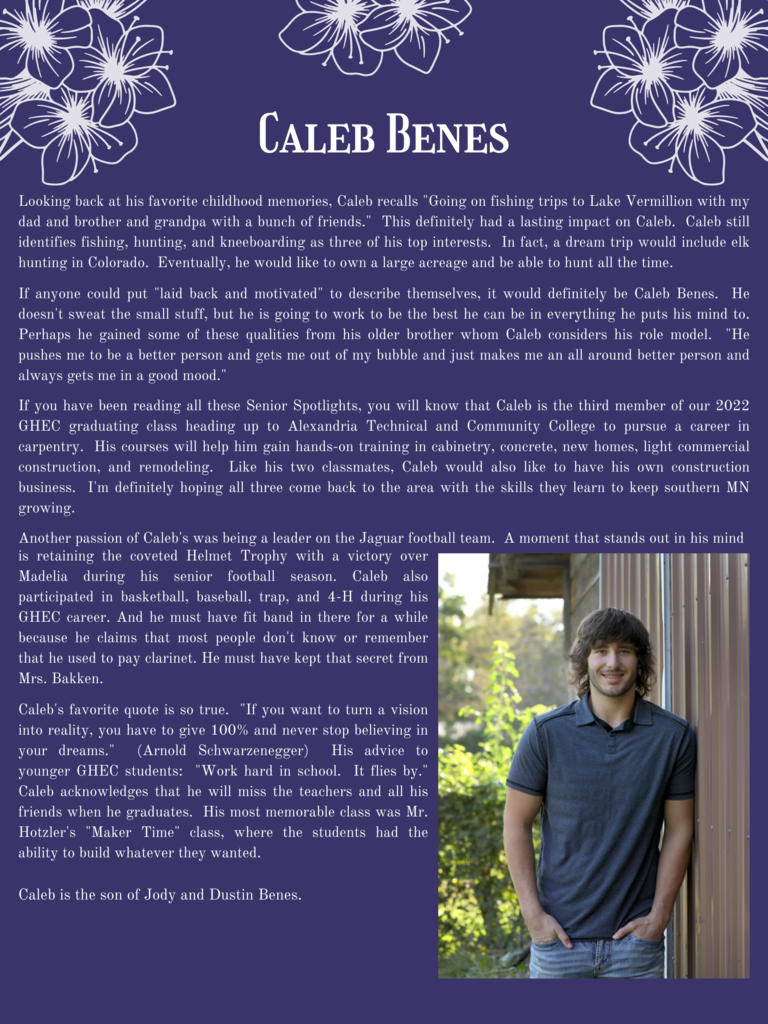 Caleb Benes Senior Spotlight ~ Class of 2022